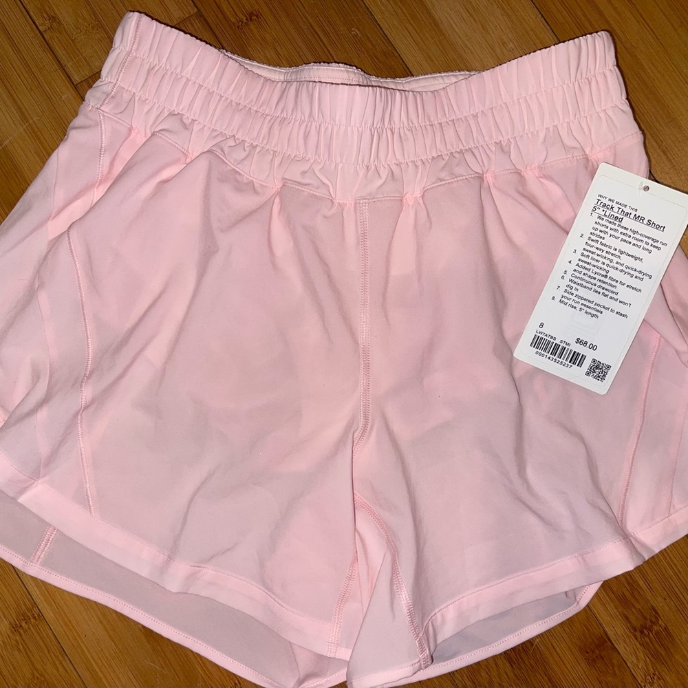 NWT Lululemon Track That Shorts in Strawberry Milkshake- size 8